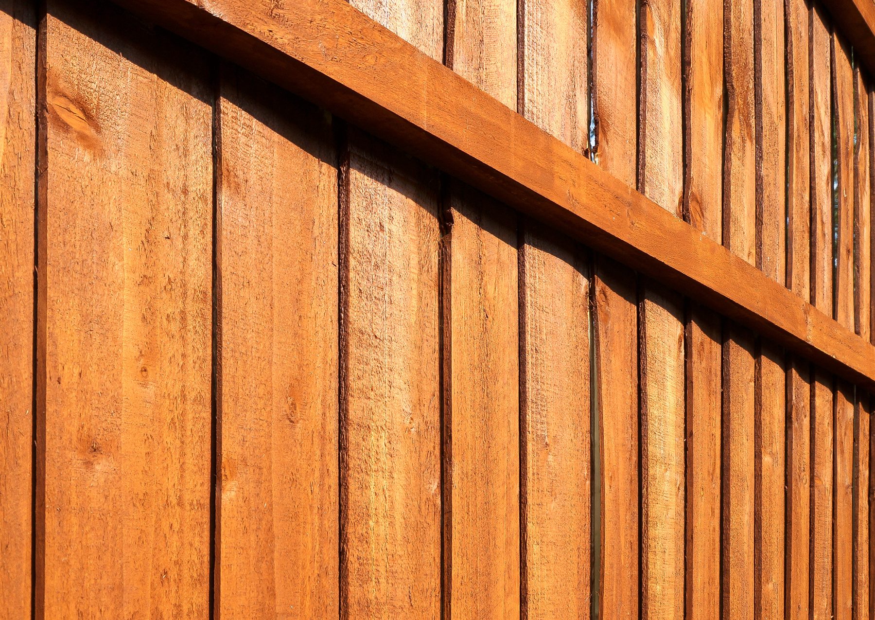 Close-up of a new timber closeboard fence